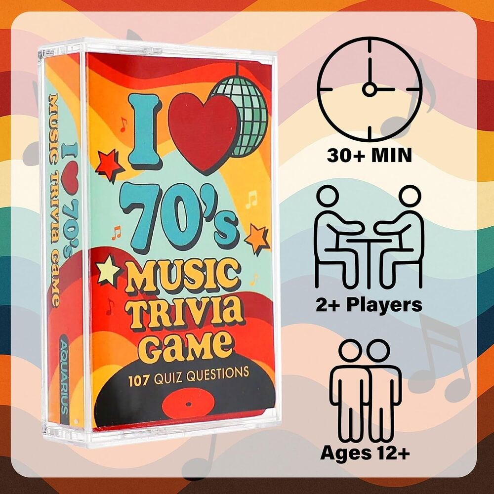 AQUARIUS I Love the 70s Music Trivia Card Game Pop Rock Party Quiz Gift New